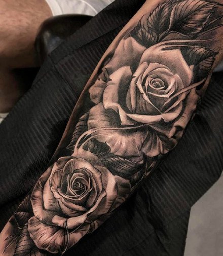 18张欧美大黑灰手臂写实纹身作品图案