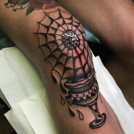 手肘部的一组蜘蛛网纹身图片第3页