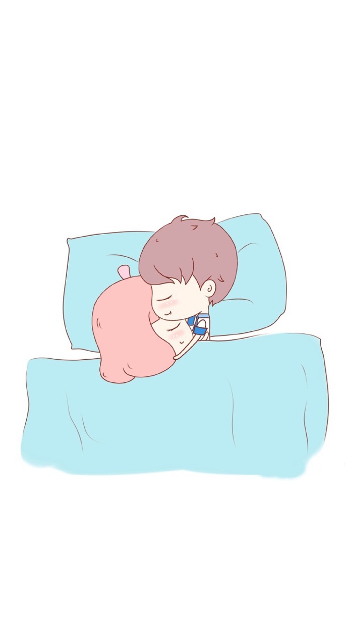 一组超甜的卡通情侣手机壁纸